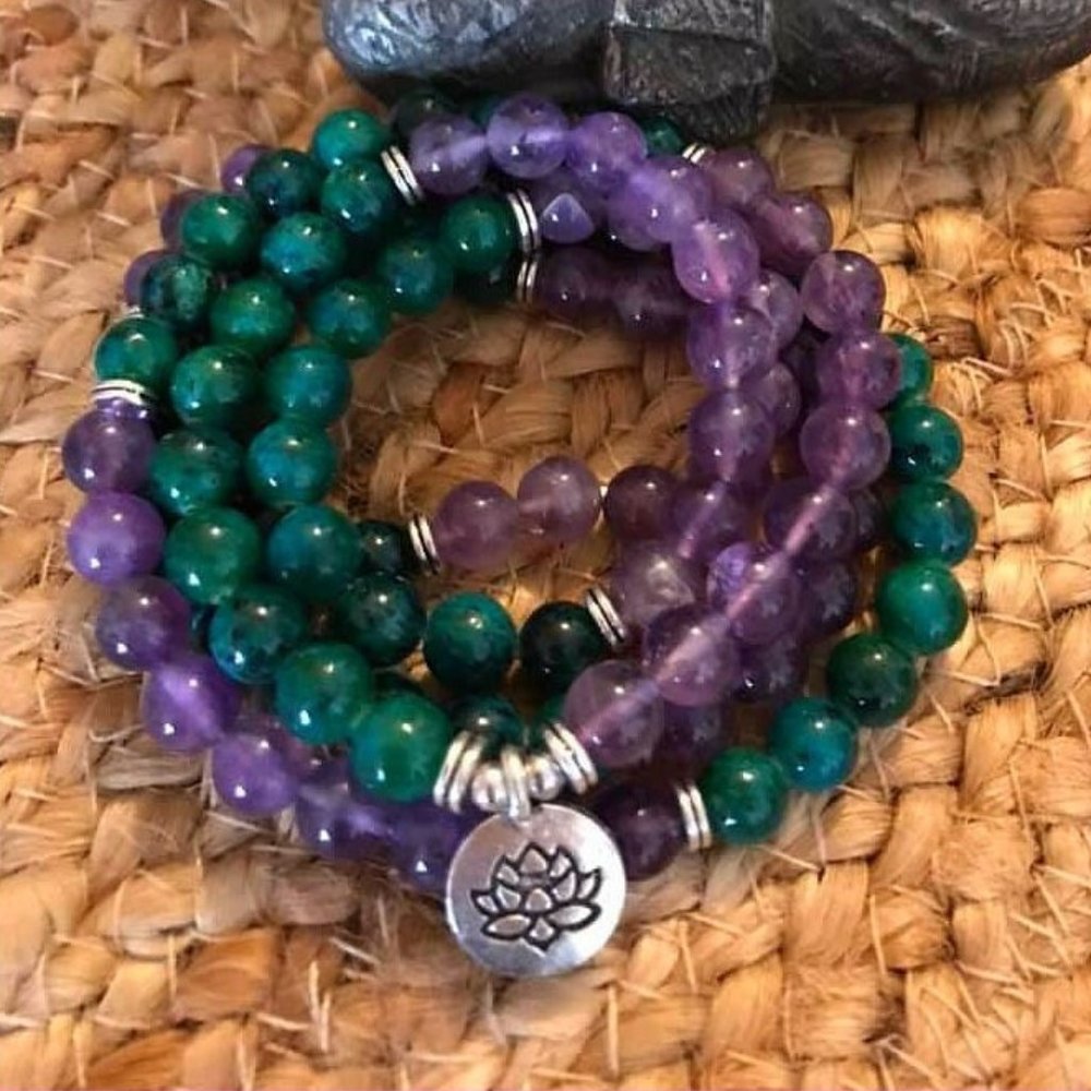 Amethyst 108 Mala Beads Prayer Bracelet Necklace Healing Meditation gift